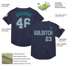 Load image into Gallery viewer, Custom Navy Gray-Teal Mesh Authentic Throwback Baseball Jersey
