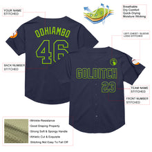 Load image into Gallery viewer, Custom Navy Neon Green Mesh Authentic Throwback Baseball Jersey
