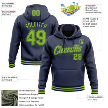 Load image into Gallery viewer, Custom Stitched Navy Neon Green Sports Pullover Sweatshirt Hoodie
