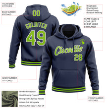 Load image into Gallery viewer, Custom Stitched Navy Neon Green-White Sports Pullover Sweatshirt Hoodie
