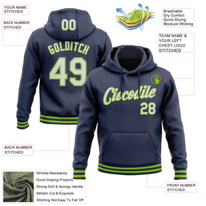 Custom Stitched Navy White-Neon Green Sports Pullover Sweatshirt Hoodie