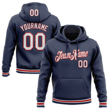 Load image into Gallery viewer, Custom Stitched Navy White-Red Sports Pullover Sweatshirt Hoodie
