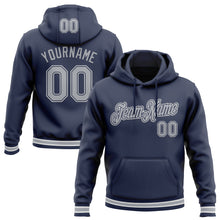 Load image into Gallery viewer, Custom Stitched Navy Gray-White Sports Pullover Sweatshirt Hoodie
