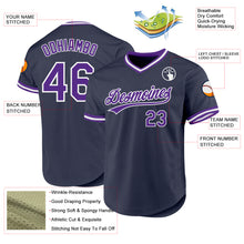 Load image into Gallery viewer, Custom Navy Purple-White Authentic Throwback Baseball Jersey
