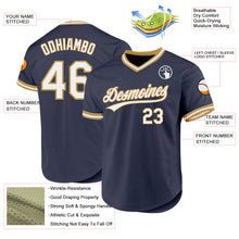 Load image into Gallery viewer, Custom Navy White-Old Gold Authentic Throwback Baseball Jersey
