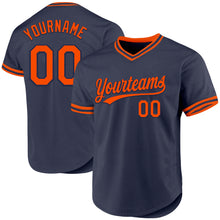 Load image into Gallery viewer, Custom Navy Orange Authentic Throwback Baseball Jersey
