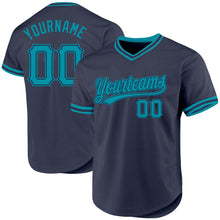 Load image into Gallery viewer, Custom Navy Teal Authentic Throwback Baseball Jersey
