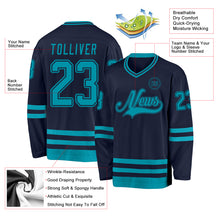 Load image into Gallery viewer, Custom Navy Teal Hockey Jersey
