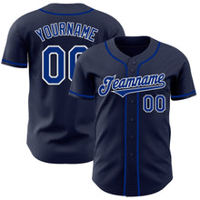 Load image into Gallery viewer, Custom Navy Royal-White Authentic Baseball Jersey
