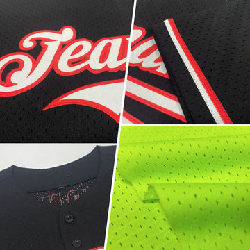 Custom Neon Green Navy Mesh Authentic Throwback Baseball Jersey