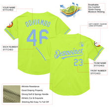 Load image into Gallery viewer, Custom Neon Green Light Blue Mesh Authentic Throwback Baseball Jersey
