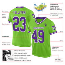 Load image into Gallery viewer, Custom Neon Green Purple-White Mesh Authentic Throwback Football Jersey
