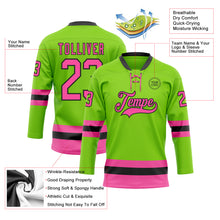 Load image into Gallery viewer, Custom Neon Green Pink-Black Hockey Lace Neck Jersey
