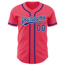 Load image into Gallery viewer, Custom Neon Pink Royal-White Authentic Baseball Jersey
