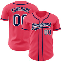 Load image into Gallery viewer, Custom Neon Pink Navy-White Authentic Baseball Jersey
