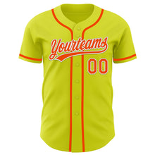 Load image into Gallery viewer, Custom Neon Yellow Orange-White Authentic Baseball Jersey
