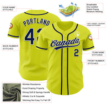 Load image into Gallery viewer, Custom Neon Yellow Navy-White Authentic Baseball Jersey
