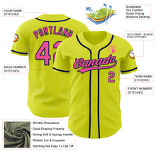 Load image into Gallery viewer, Custom Neon Yellow Pink-Navy Authentic Baseball Jersey
