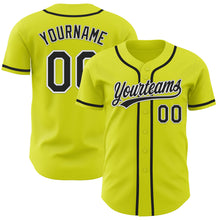 Load image into Gallery viewer, Custom Neon Yellow Black-White Authentic Baseball Jersey
