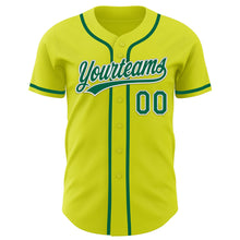 Load image into Gallery viewer, Custom Neon Yellow Kelly Green-White Authentic Baseball Jersey
