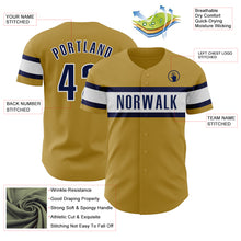 Load image into Gallery viewer, Custom Old Gold Navy-White Authentic Baseball Jersey
