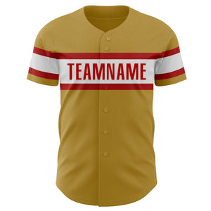 Custom Old Gold Red-White Authentic Baseball Jersey