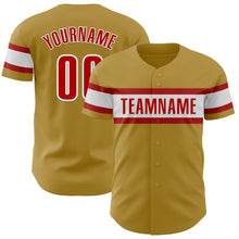 Load image into Gallery viewer, Custom Old Gold Red-White Authentic Baseball Jersey
