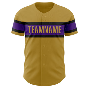 Custom Old Gold Purple-Black Authentic Baseball Jersey