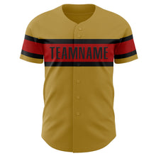 Load image into Gallery viewer, Custom Old Gold Red-Black Authentic Baseball Jersey
