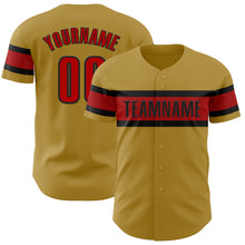 Load image into Gallery viewer, Custom Old Gold Red-Black Authentic Baseball Jersey
