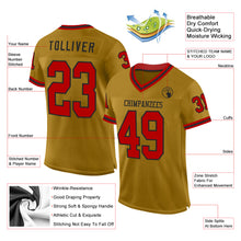 Load image into Gallery viewer, Custom Old Gold Red-Black Mesh Authentic Throwback Football Jersey
