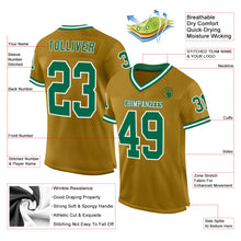 Load image into Gallery viewer, Custom Old Gold Kelly Green-White Mesh Authentic Throwback Football Jersey
