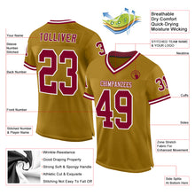 Load image into Gallery viewer, Custom Old Gold Maroon-White Mesh Authentic Throwback Football Jersey
