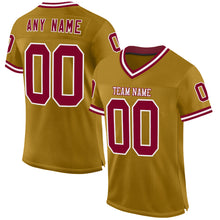 Load image into Gallery viewer, Custom Old Gold Maroon-White Mesh Authentic Throwback Football Jersey
