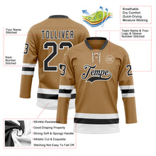 Load image into Gallery viewer, Custom Old Gold Black-White Hockey Lace Neck Jersey
