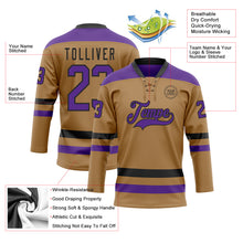 Load image into Gallery viewer, Custom Old Gold Purple-Black Hockey Lace Neck Jersey
