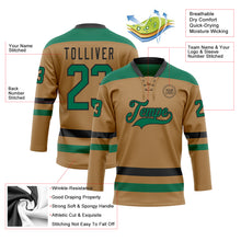 Load image into Gallery viewer, Custom Old Gold Kelly Green-Black Hockey Lace Neck Jersey
