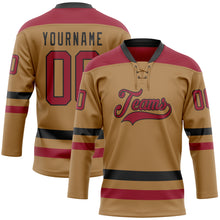 Load image into Gallery viewer, Custom Old Gold Cardinal-Black Hockey Lace Neck Jersey
