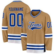 Load image into Gallery viewer, Custom Old Gold Royal-White Hockey Jersey
