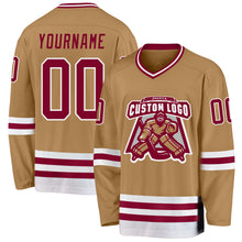 Load image into Gallery viewer, Custom Old Gold Maroon-White Hockey Jersey
