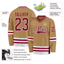 Load image into Gallery viewer, Custom Old Gold Maroon-White Hockey Jersey
