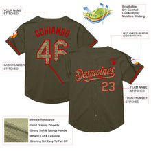 Load image into Gallery viewer, Custom Olive Camo-Red Mesh Authentic Throwback Salute To Service Baseball Jersey
