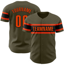 Load image into Gallery viewer, Custom Olive Orange-Black Authentic Salute To Service Baseball Jersey
