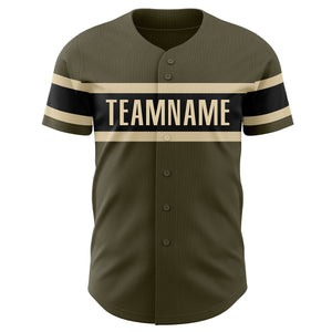 Custom Olive Black-Cream Authentic Salute To Service Baseball Jersey