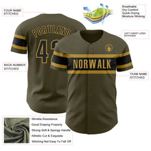 Load image into Gallery viewer, Custom Olive Black-Old Gold Authentic Salute To Service Baseball Jersey
