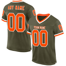 Load image into Gallery viewer, Custom Olive Orange-White Mesh Authentic Throwback Salute To Service Football Jersey
