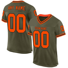 Load image into Gallery viewer, Custom Olive Orange-Black Mesh Authentic Throwback Salute To Service Football Jersey
