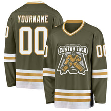 Load image into Gallery viewer, Custom Olive White-Old Gold Salute To Service Hockey Jersey
