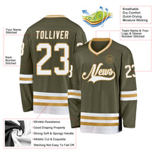 Load image into Gallery viewer, Custom Olive White-Old Gold Salute To Service Hockey Jersey
