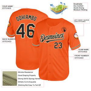 Custom Orange Black-City Cream Mesh Authentic Throwback Baseball Jersey